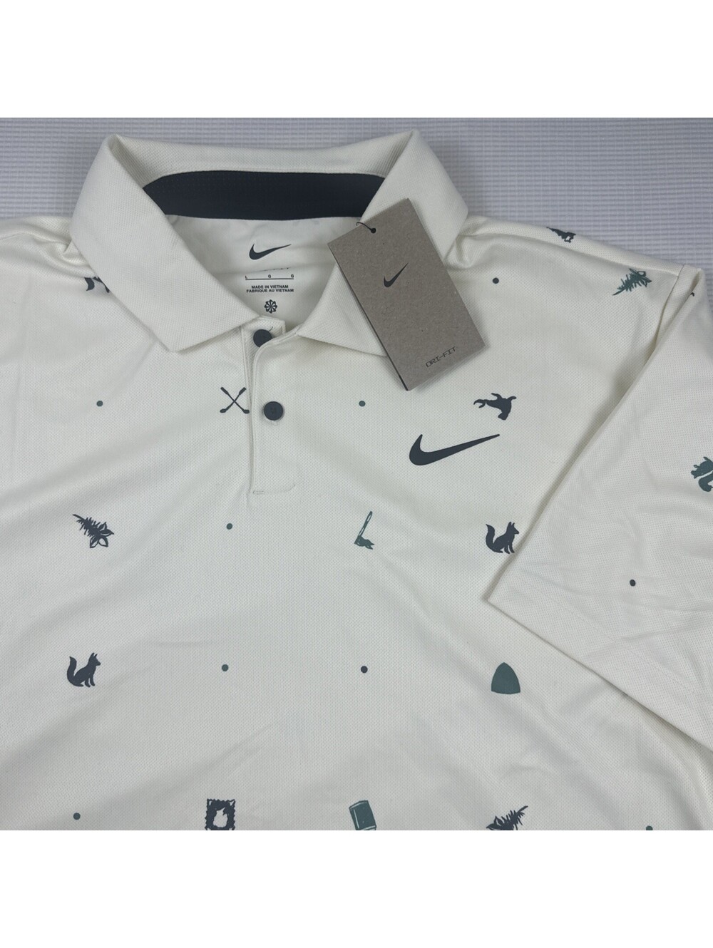Nike Men's Dri-Fit Tour Golf Links Polo Shirt Icon Print (FQ0426-113) $80 Large